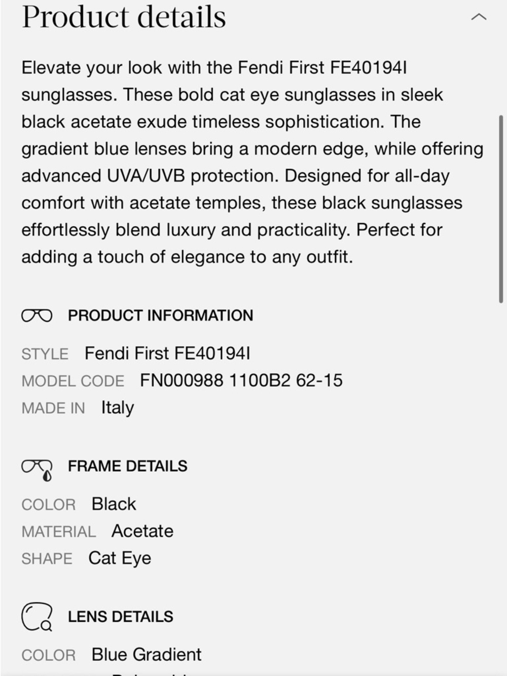 Fendi Black Cat-Eye Sunglasses with Silver Accents - Picture 4 of 14